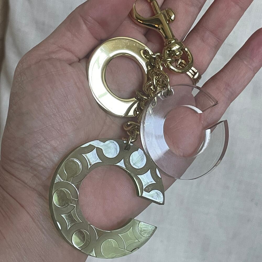 Rare Coach Oversized Green Lucite Signature C Multi Charm Bag Charm Keychain Y2K